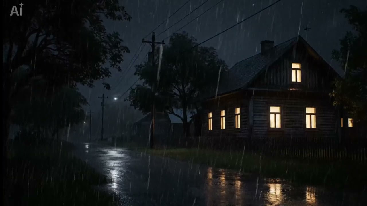 Heavy Rain at Night with Thunder, Dark Room Window View, Sleep Instantly in 5 Minutes