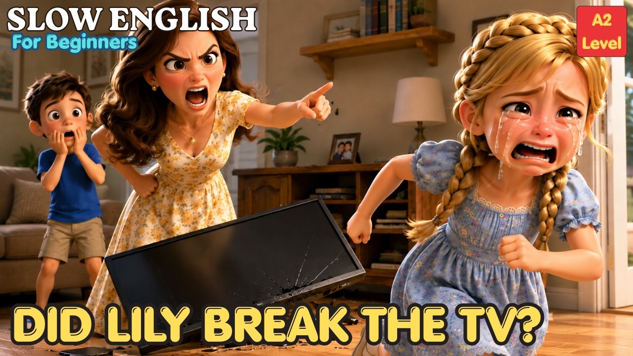 The Broken Television Mystery! Easy English Listening Story | Slow English Story A2 Level