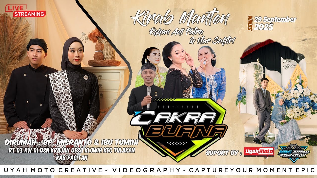 🛑LIVE CAKRA BUANA MUSIC - KIRAB MANTEN - REHAN & FITRI - DIKED BP.MISRANTO - KLUWIH TULAKAN - 29 SEP