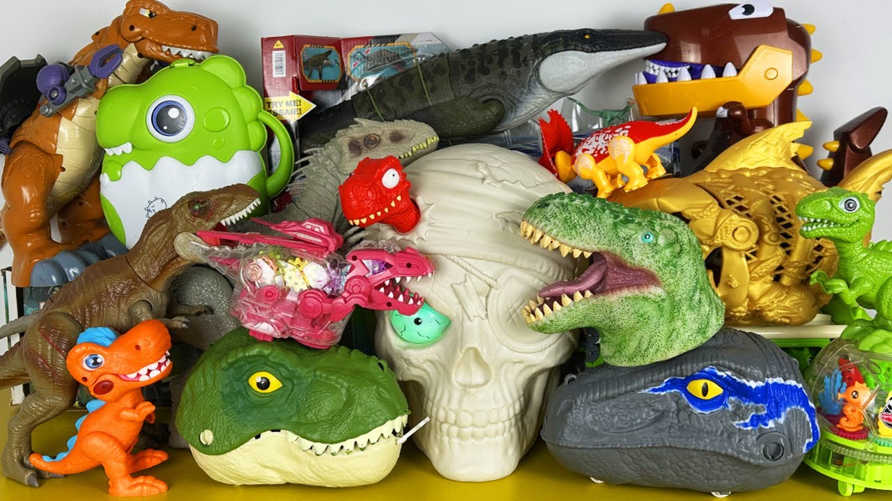 ASMR Satisfying Unboxing Jurassic World Rebirth T-rex Head Mosasaurus Indominus Rex Triceratops Giga