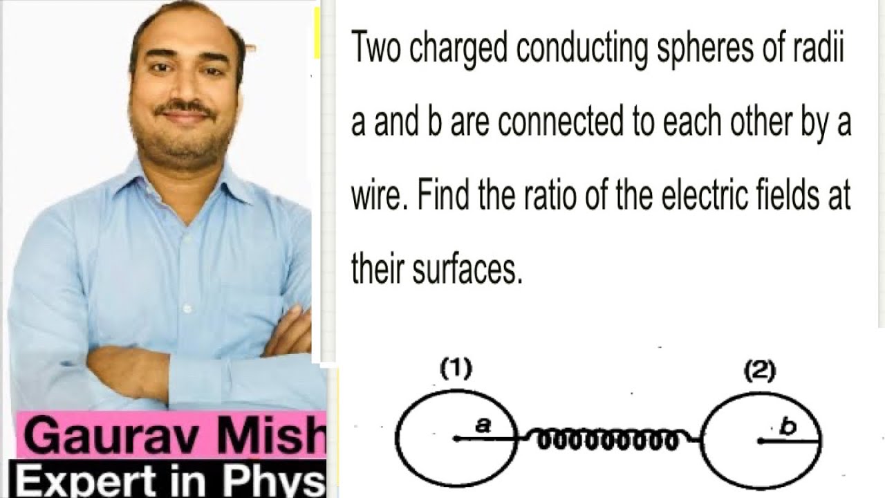 Two charged conducting spheres of radii a and b connected to each other by wire/ratio of electric