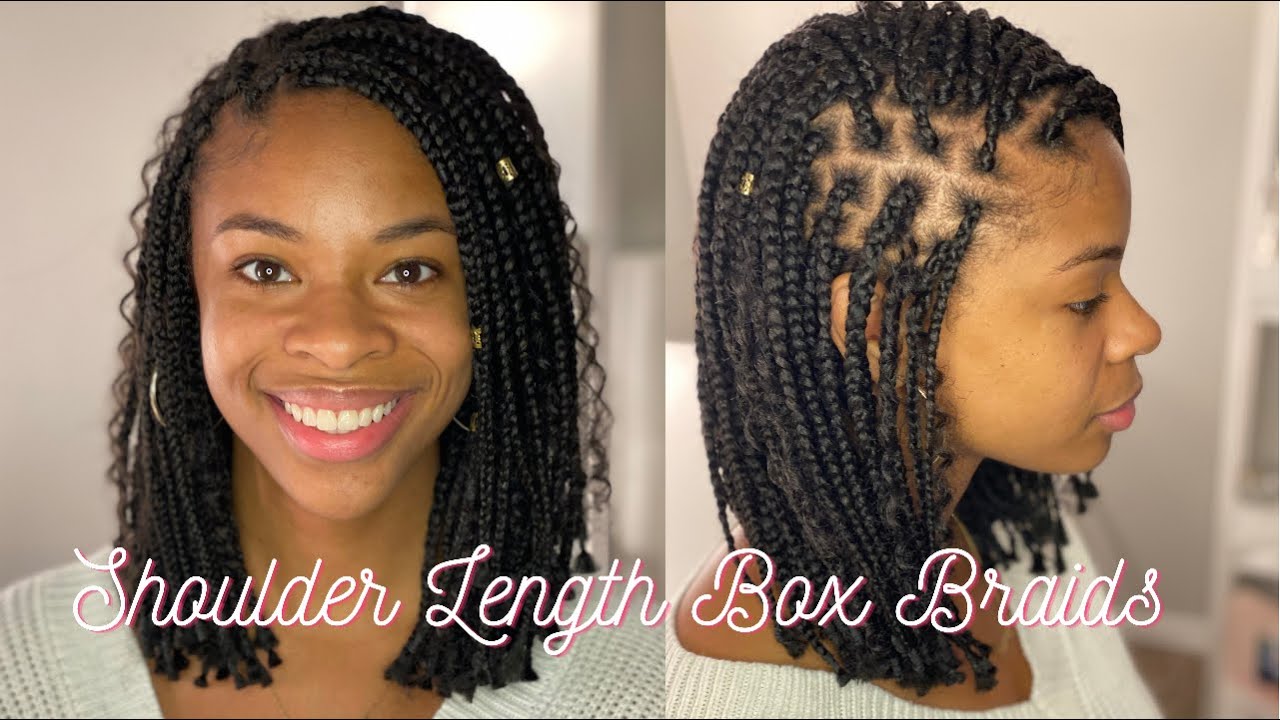 Shoulder Length Box Braids || Cute Protective Style for 4c Natural Hair