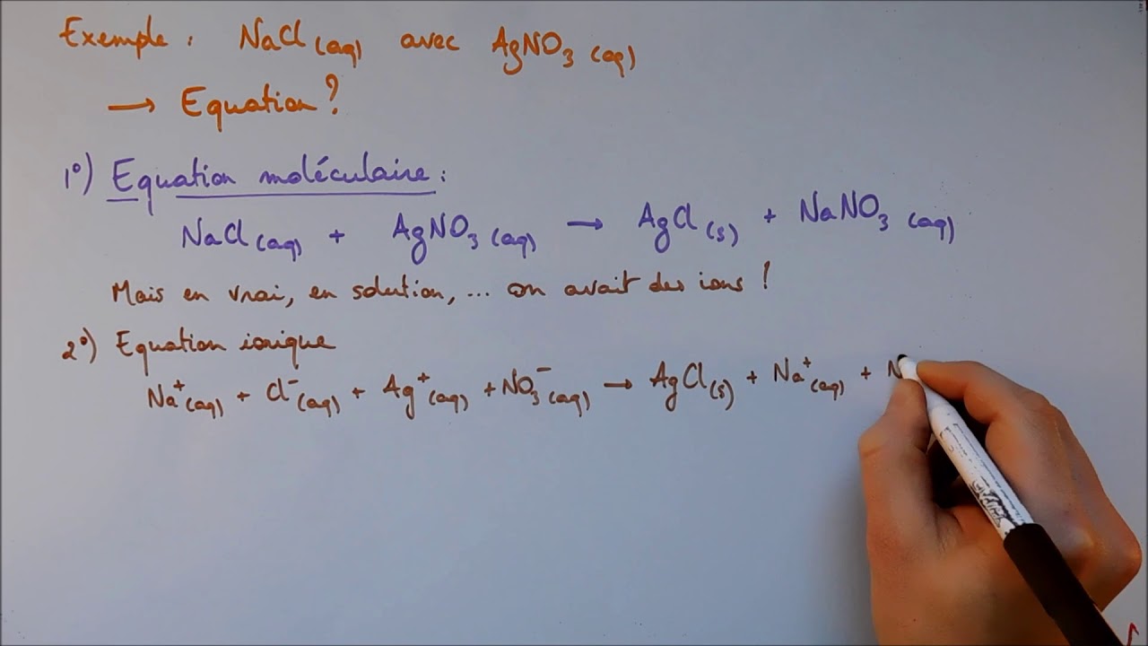 Réactions de précipitation 3 - équations des réactions de précipitation