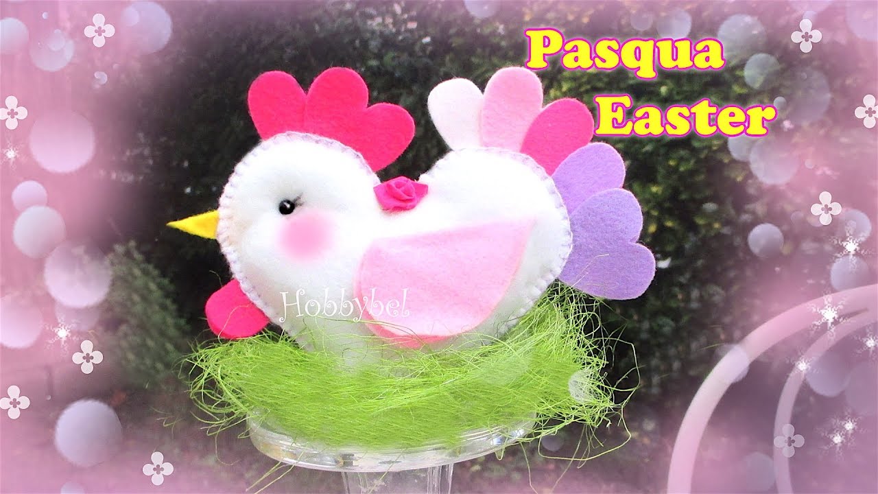Decorazioni pasqua: gallina cuore - DIY: How to make a felt chicken easter ornament