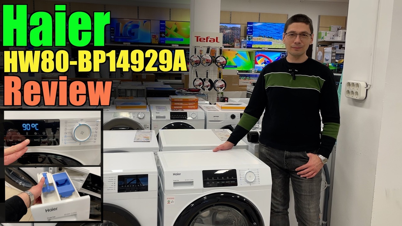 Haier HW80-BP14929A keskeny elöltöltős mosógép bemutató