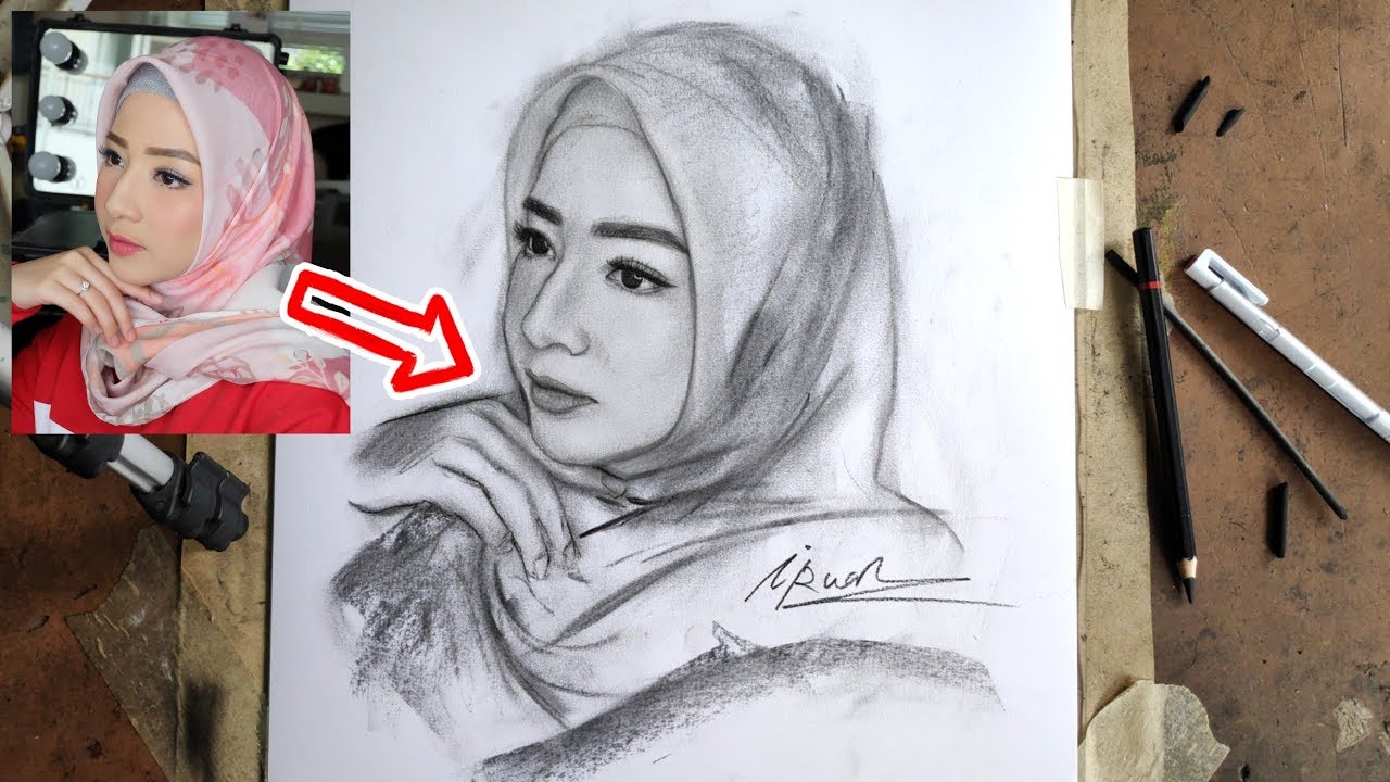 Menggambar wajah NATASHA RIZKI menggunakan pensil