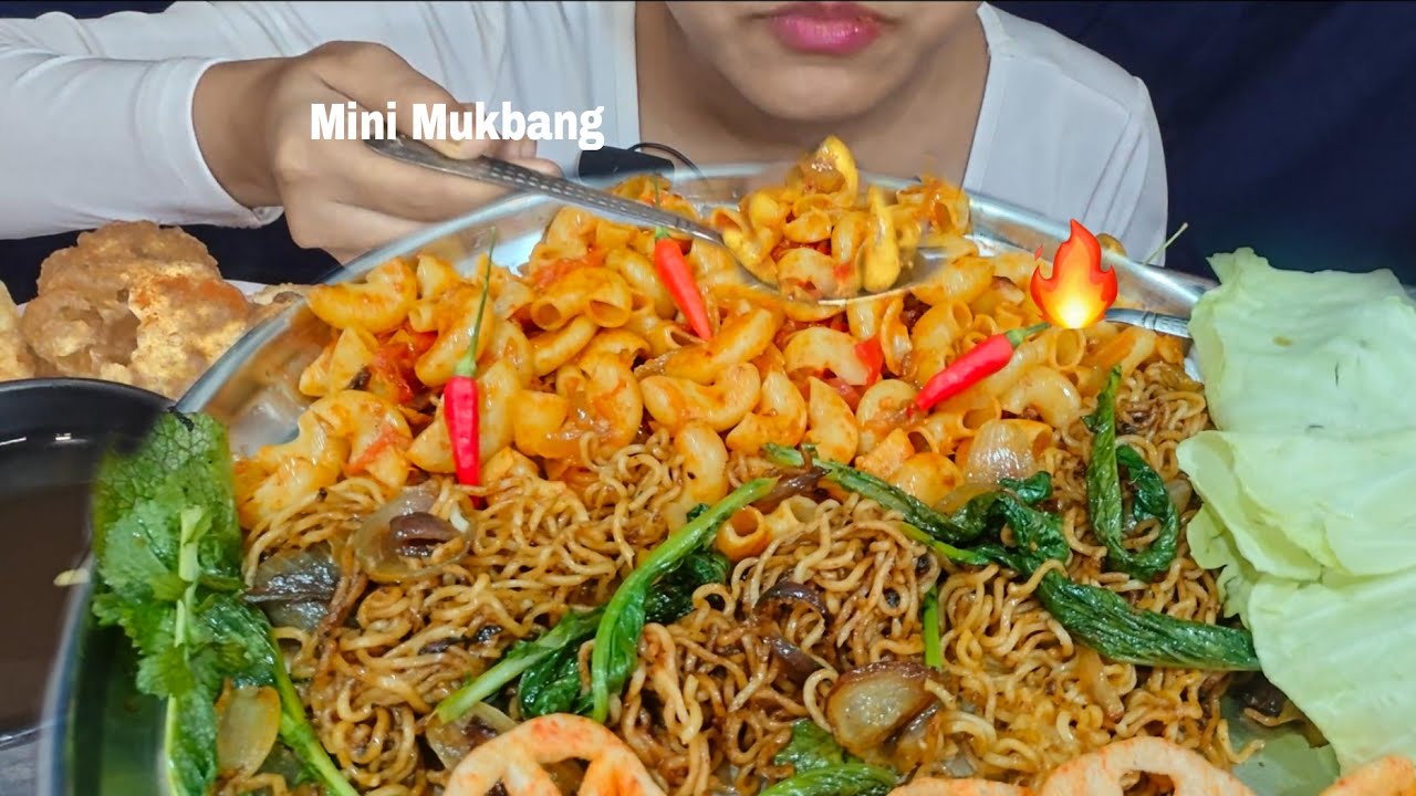 Eating Spicy Masala Pasta, Noodles & Panipuri *MINI MUKBANG