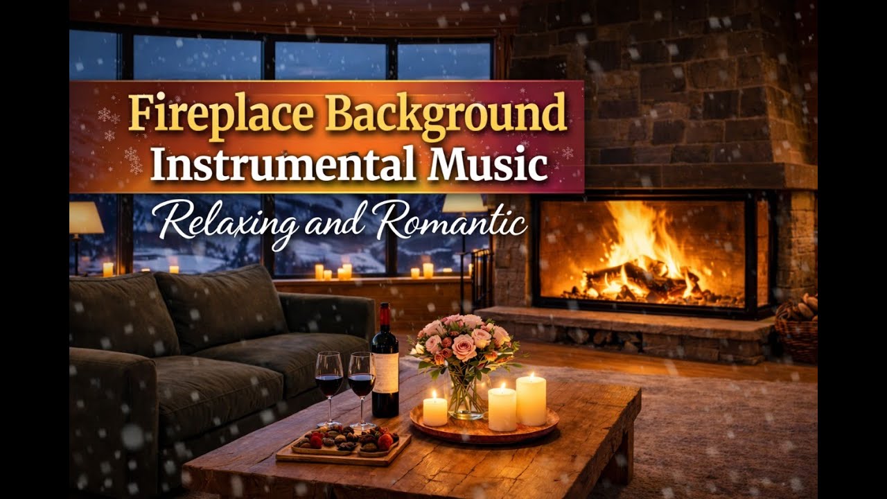 Fireplace Background Instrumental Music Romantic Handpan  