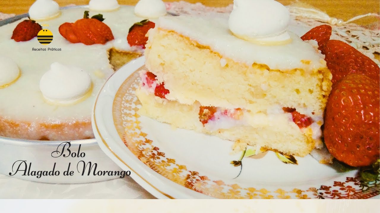 🍓 Bolo Alagado de Morango! Super f&aacute;cil de fazer!