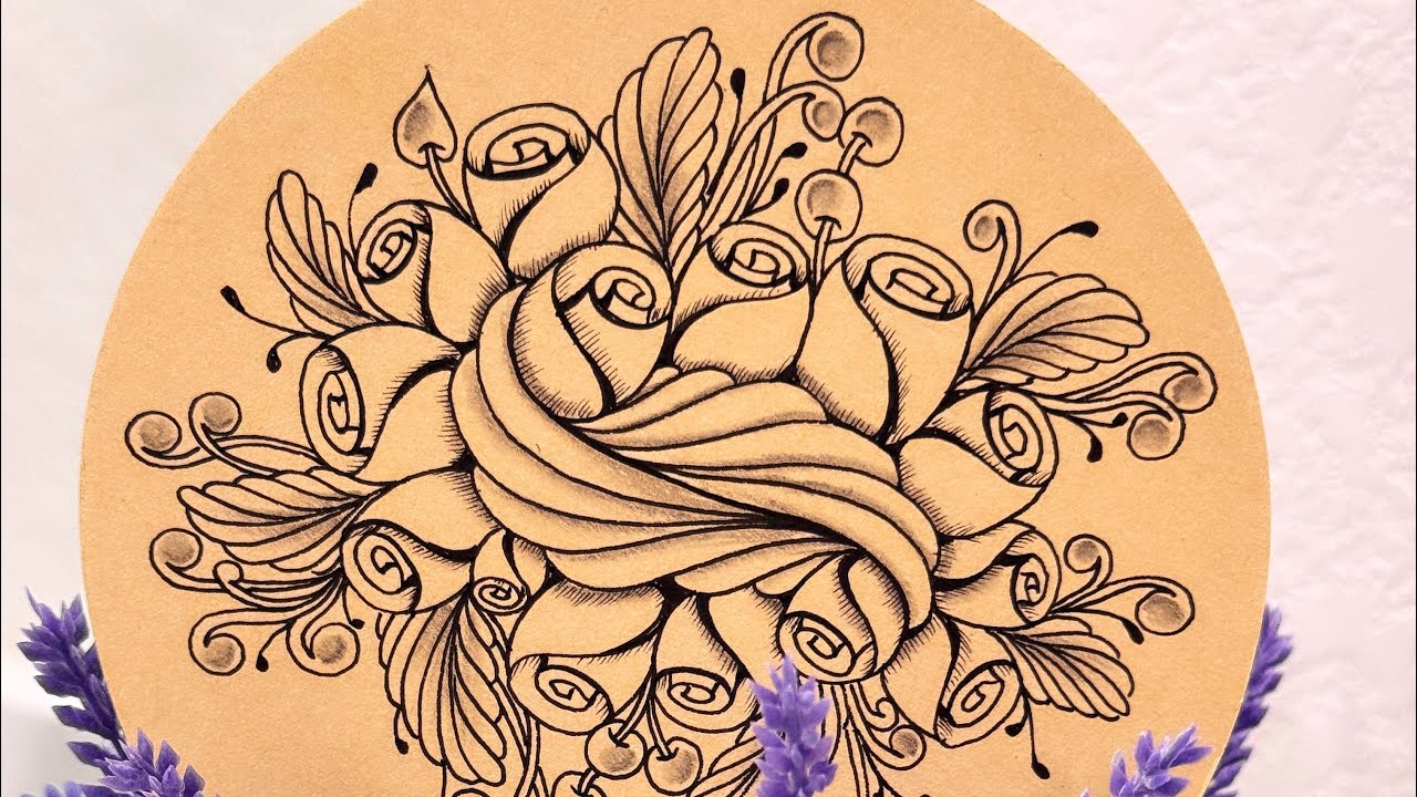 ❤️ My most popular video ❤️ Zentangle Relaxing Flower Buds Drawing Guide
