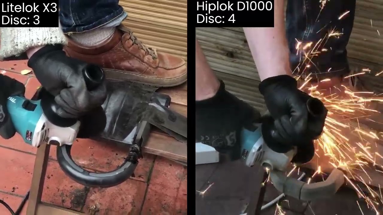Hiplok D1000 vs Litelok X3: Angle Grinder Test