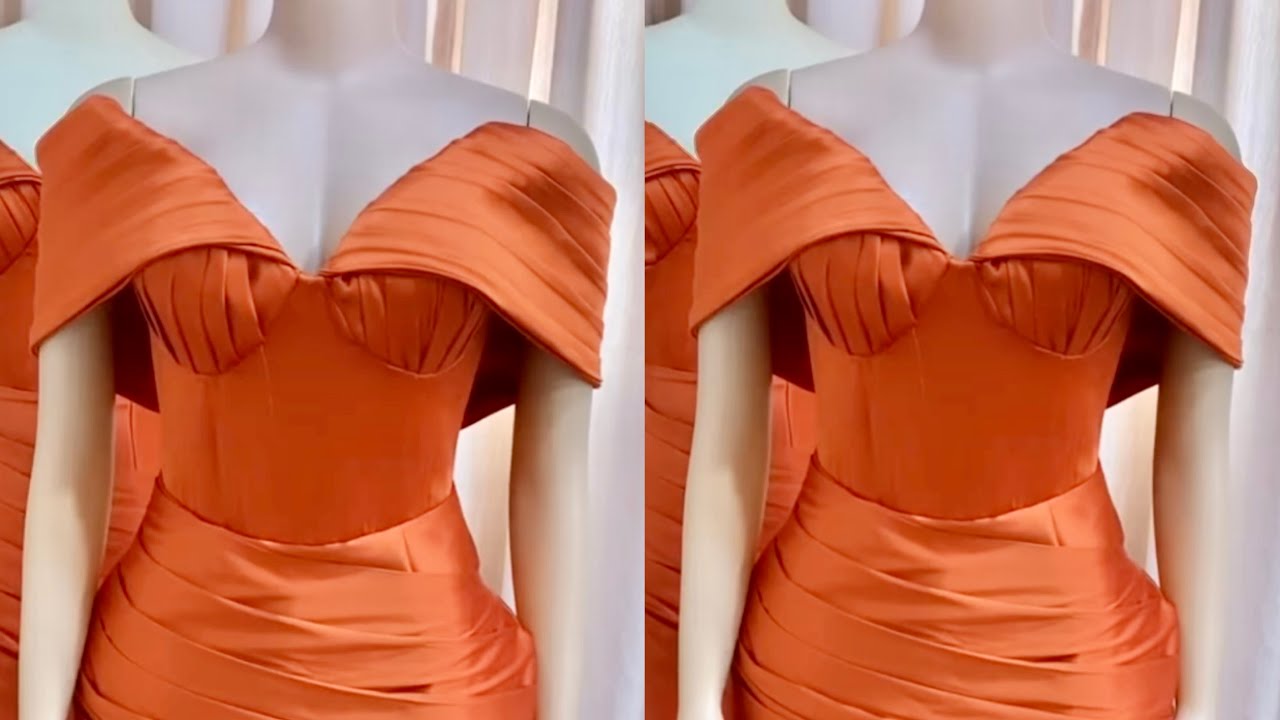 HOW TO CUT AND SEW A PLEATED CORSET DRESS WITH A SHOULDER DETAIL