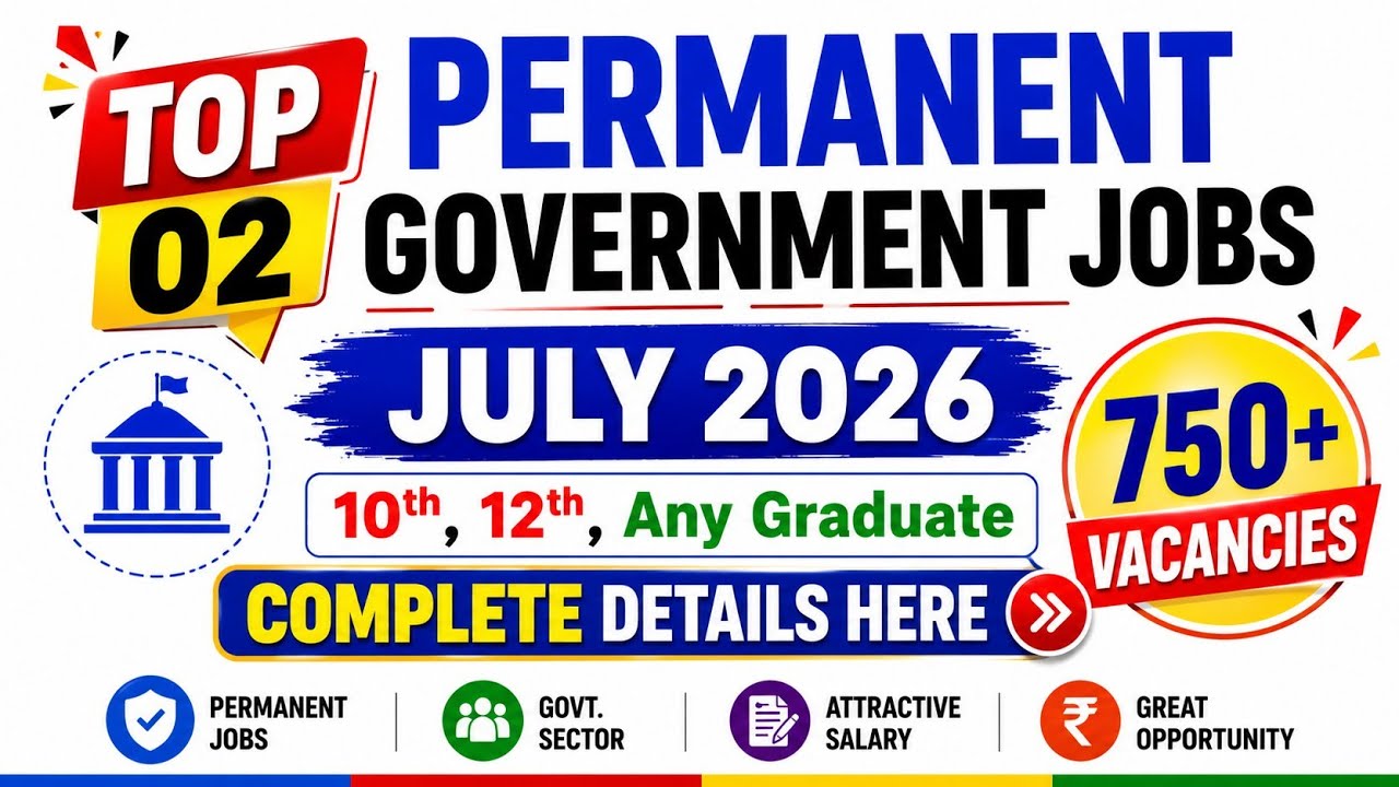 750+ Permanent Govt Jobs 2026 II 10th/12th /Any Graduate Eligible I 02 New Notification, Apply Now