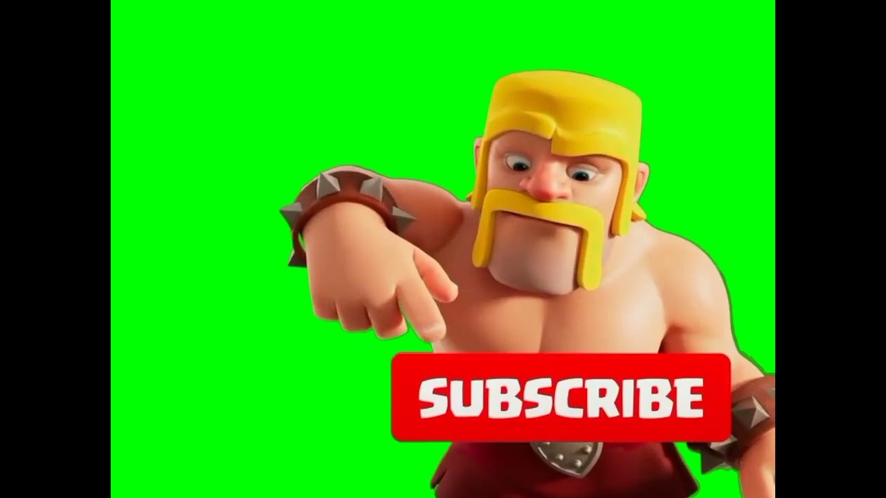 Clash of Clans Subscribe Animation barbarian (Green Screen) DOWNLOAD LINK