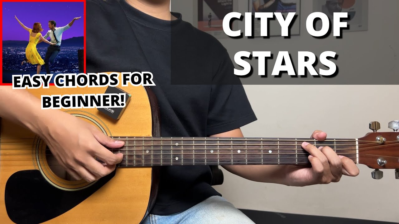 City Of Stars - La La Land (Guitar Tutorial) No Capo! Easy Chords For Beginner!