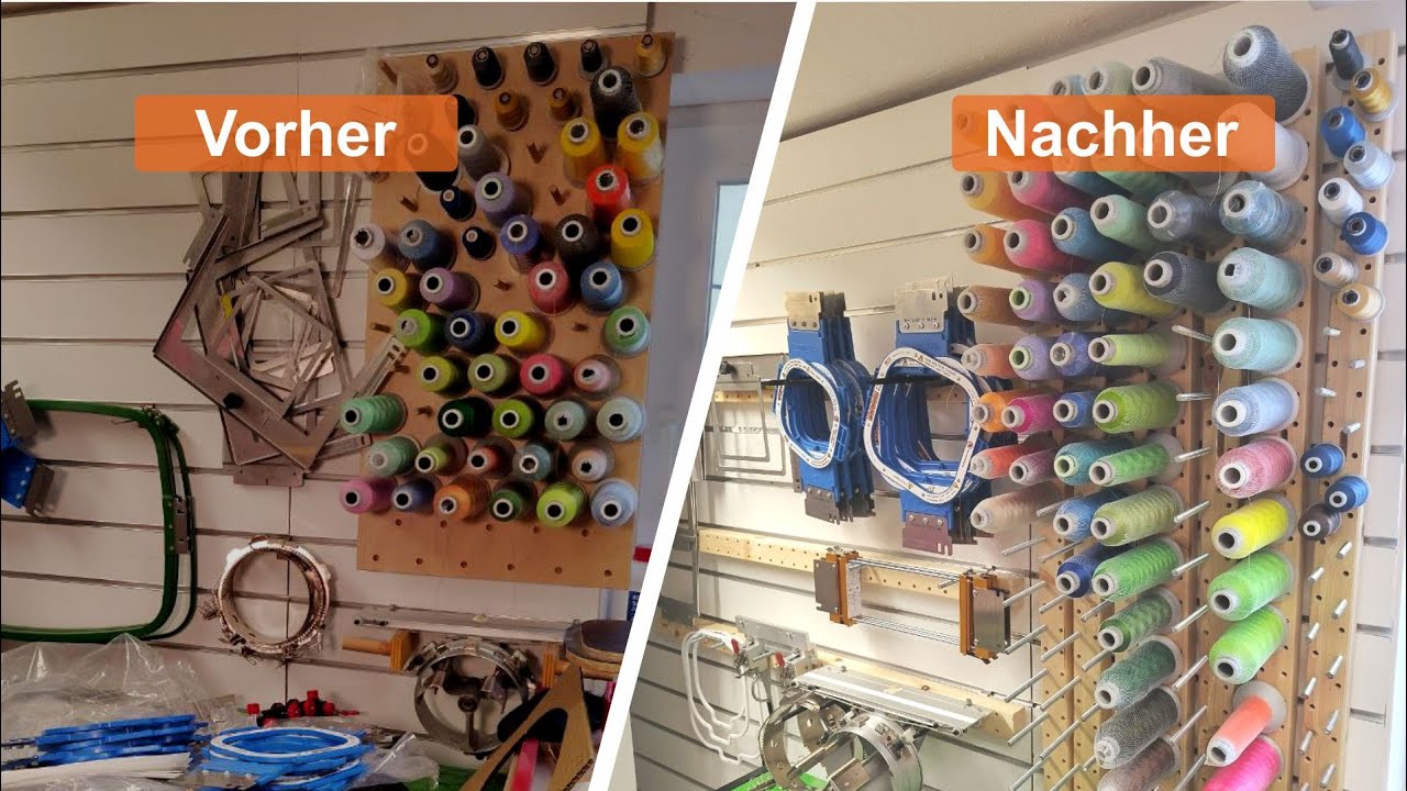 Damit man wieder ordentlich arbeiten kann – Schritt 2: Wandhalter für Stickgarn & Stickrahmen
