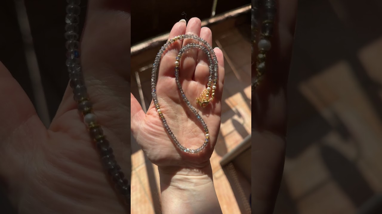 Украшение с лабрадором #лабрадор #жемчуг #чокер #натуральныекамни #jewelry #labradorite #pearl