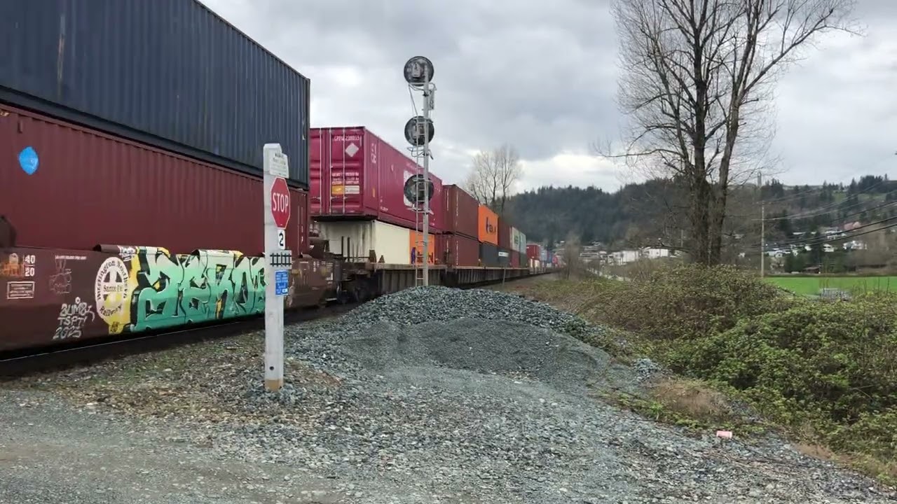 CPKC & KCSM Unit!!!! CPKC 112 Intermodal Train @ Hatzic BC Canada 01APR25 CP ES44AC 8887 Leading