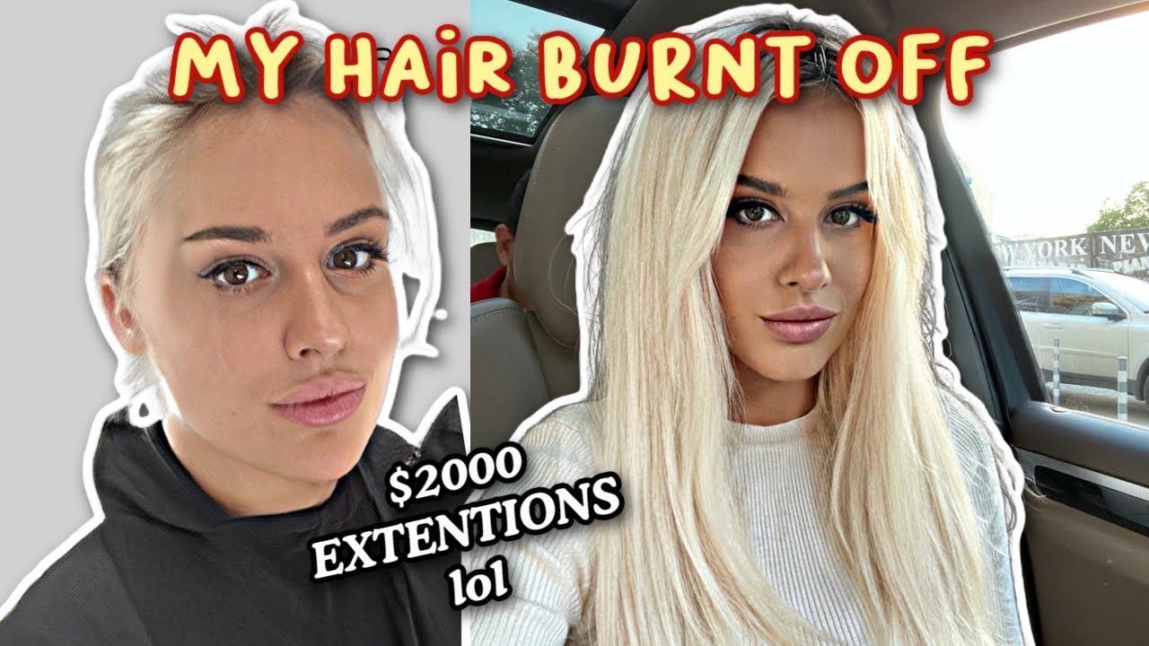 my hair burnt off so i got $2000 PERMANENT HAIR EXTENSIONS