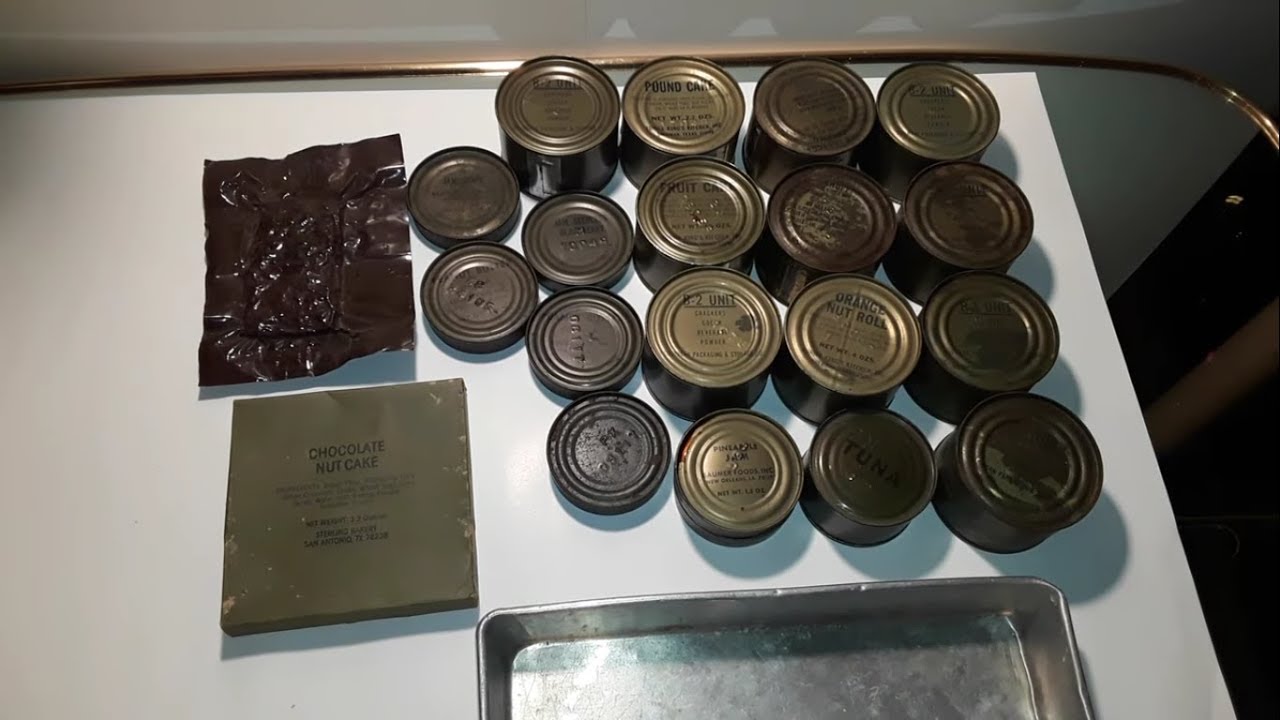 45 year old  Vietnam Combat Opening decades-old canned foods C Rations, Military Foods