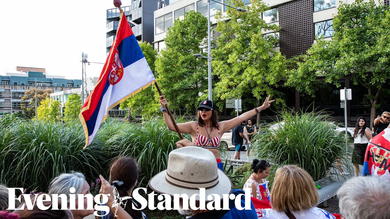 Tennis fans protest outside Novak Djokovic's detention hotel