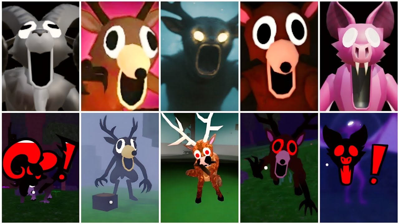 horror jumpscares l 99 nights in the forest vs more versions jumpscares moment in ROBLOX 