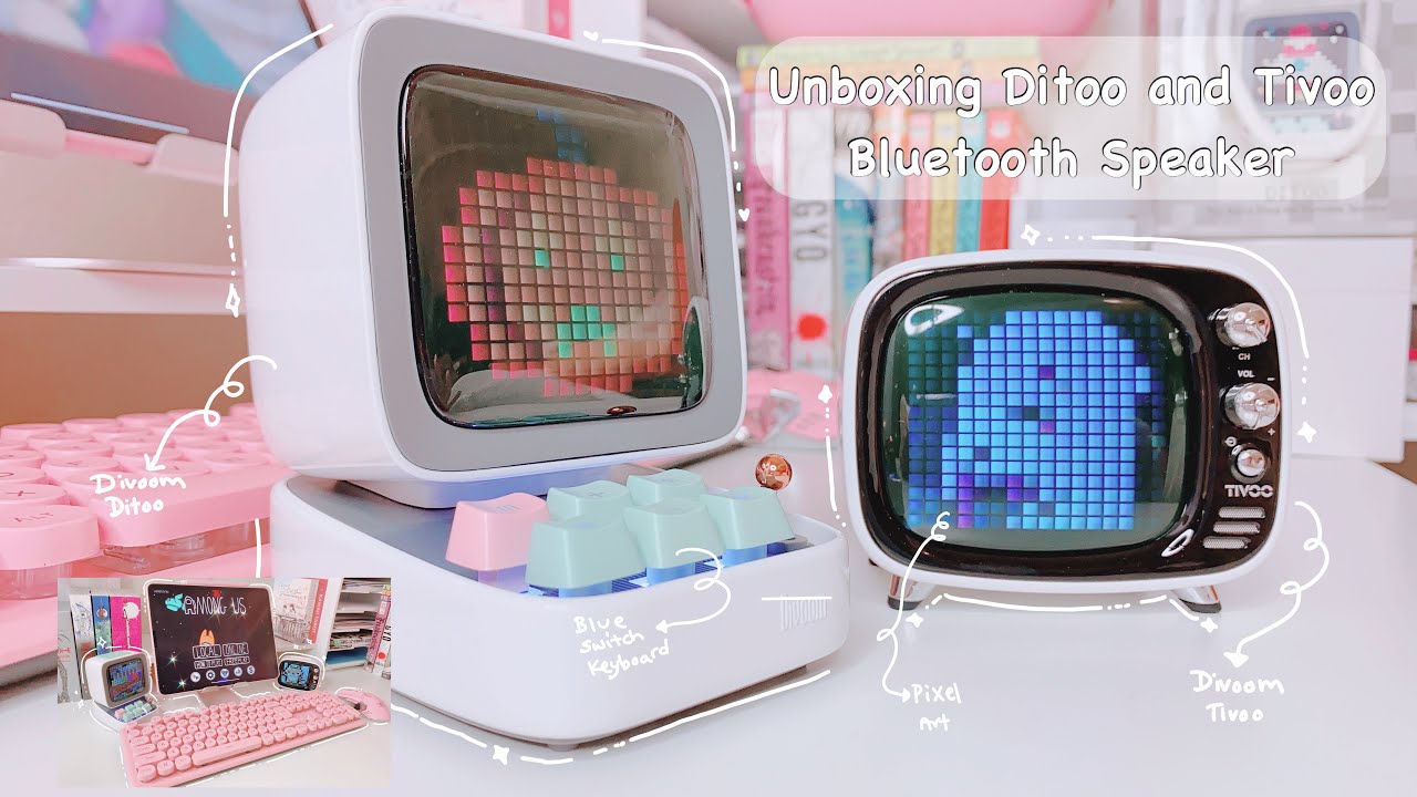 Unboxing Divoom DITOO & TIVOO Speakers | Kawaii Gadget Bluetooth Speakers & Playing Among Us 🌸