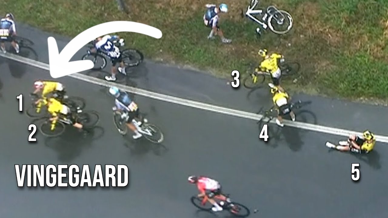 Vingegaard & Visma | Lease a Bike Mass Crash in Roundabout | Vuelta a Espana 2025 Stage 2