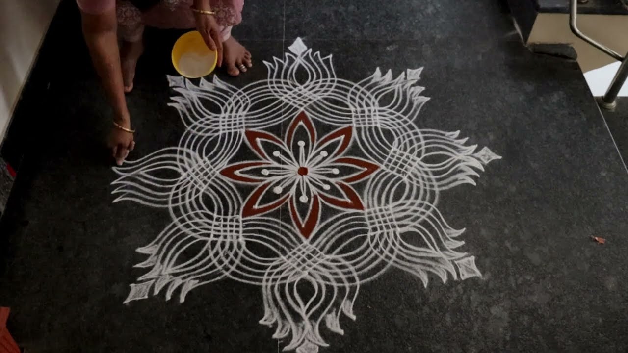 ಕಮಲ ರಂಗೋಲಿ ಸುಲಭ ರೀತಿಯಲ್ಲಿ / Lotus in floor art