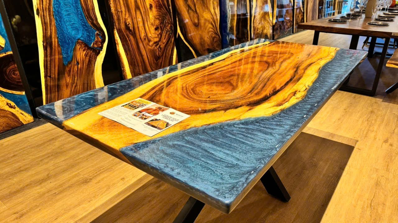 EPX0151 - Premium solid timber and infused with a stunning blue epoxy