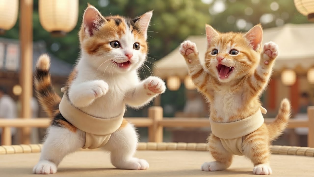 The Ginger Cat Family – Episode Ginger & Momo, The Little Sumo Fans 😼🐾