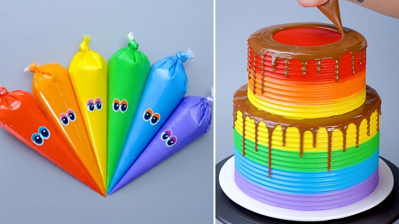 🌈🌈Best PIPING BAGS Cake Mixing Recipes | So Yummy Rainbow Cake Decorating You'll Love