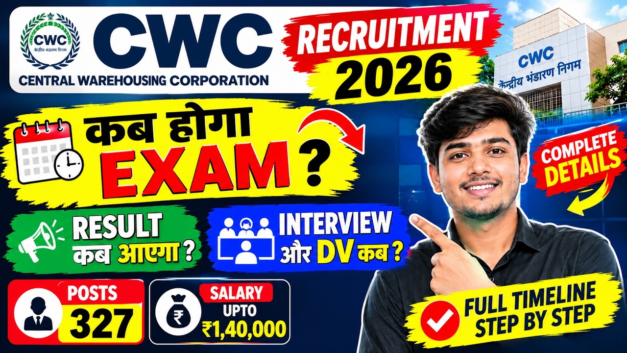 CWC Recruitment 2026 🔥 Exam Date, Result, Interview & DV कब होगा? | 327 Posts Full Update