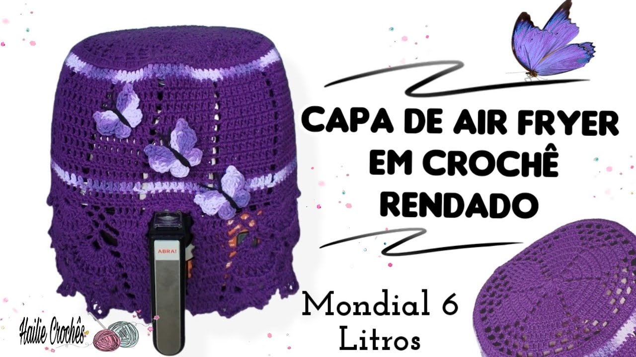 Capa para AIRFRYER rendada em crochê passo a passo