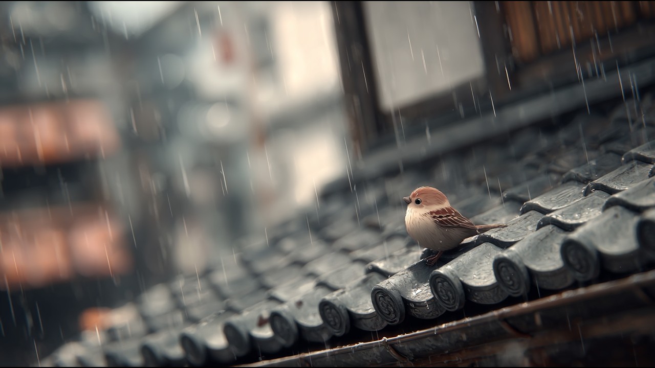 [Slowcore] 俳句の独り言 2 : 屋根の雀、長い雨  I & II | 雀は屋根の上で長い間雨に打たれていました