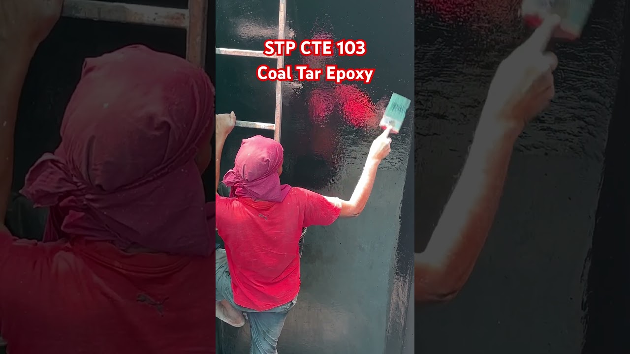 Coal Tar Epoxy coating for septic tank, Chemical Coating Work #industrialcoatings #waterproofing