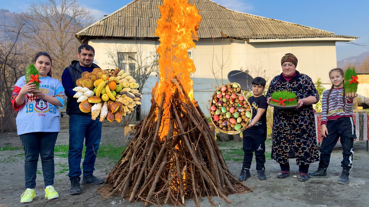 Праздник Новруз в спокойной деревне! Шекербура, пахлава и семени | бабушка готовит
