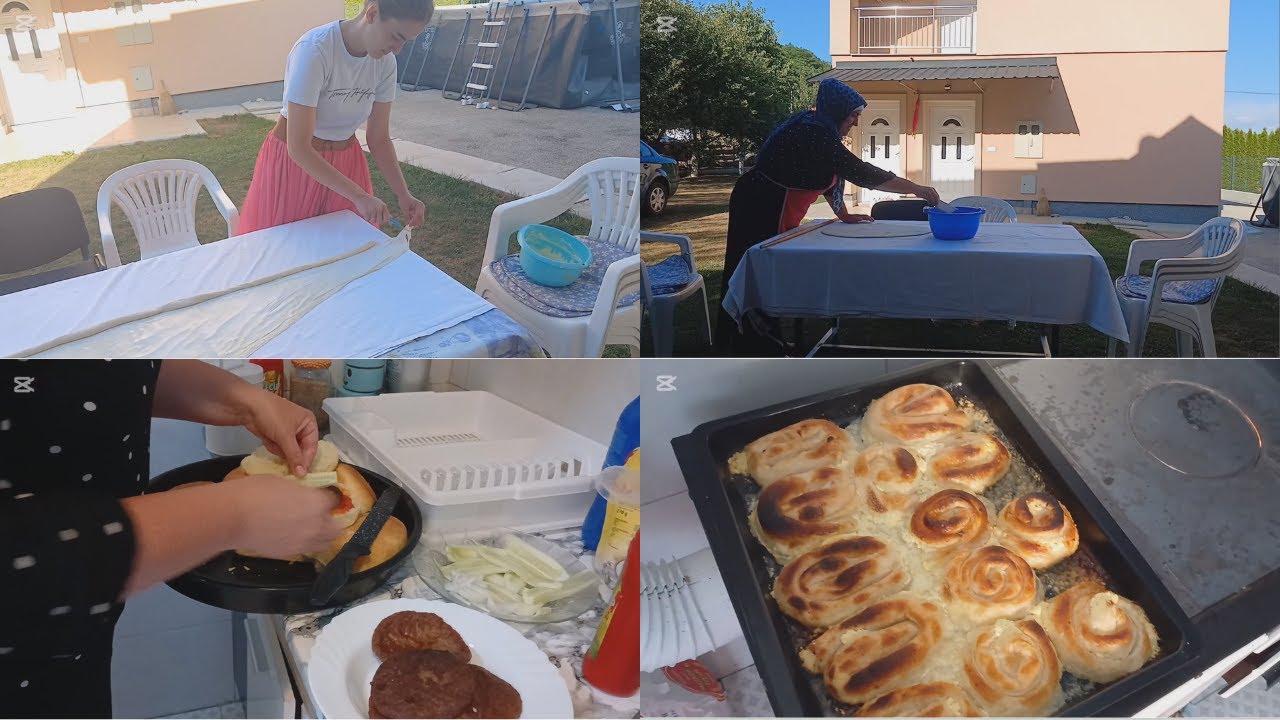 Topao dan sa mamom u kuhinji:Sirnica u kovrcima i domaći hamburgeri! 🍽💚
