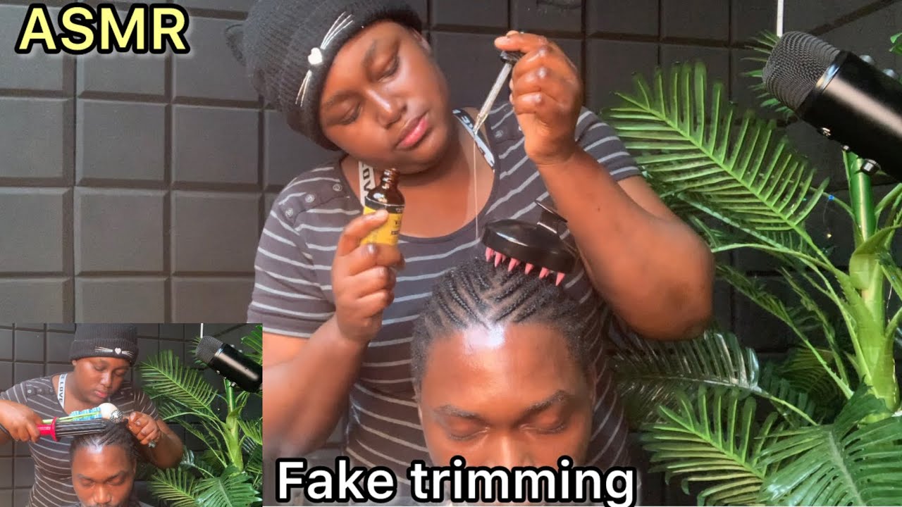 ASMR: Fake hair trimming,scalp scratching,oiling with soothing sounds for sleep and relaxation 