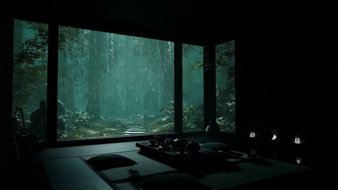 Rain Sounds in a Dark Bedroom | Peaceful Night Rain Ambience for Deep Sleep and Focus