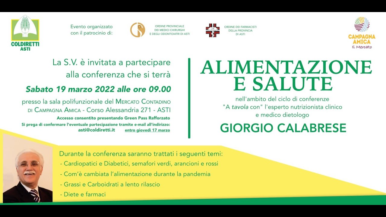 Alimentazione e Sviluppo - Incontri con il Prof. Giorgio Calabrese