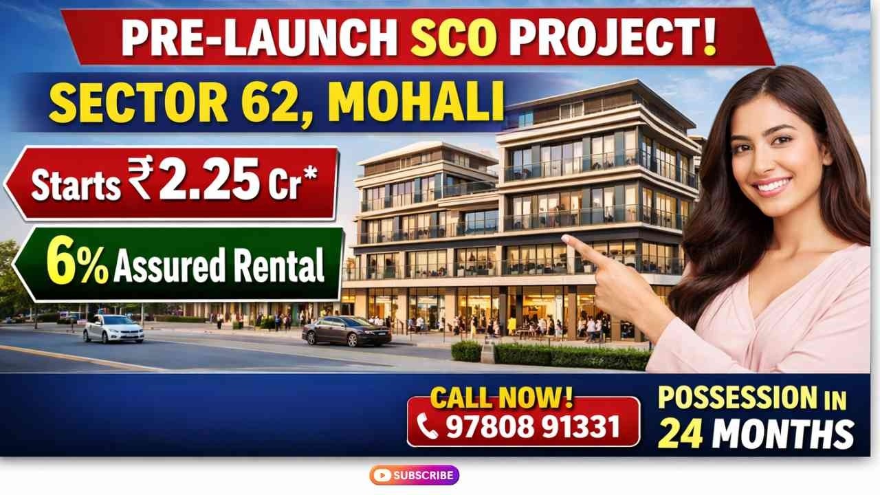 Pre-Launch SCO Project Sector 62 Mohali | Prices from ₹2.25 Cr | 6% Assured Rental 