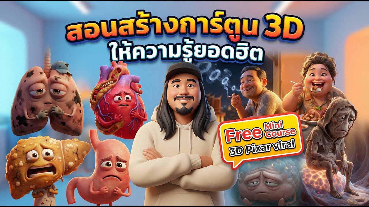 สอนสร้างตัวละคร 3D Pixar ยอดฮิต ที่กำลังเป็นกระแสอยู่ตอนนี้