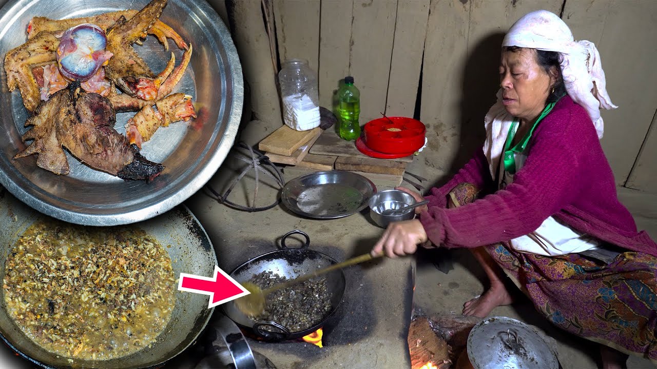 A dish of Local chicken legs, Head & wings || Chicken Leg Recipe with Rice Cooking & Eating || Titte