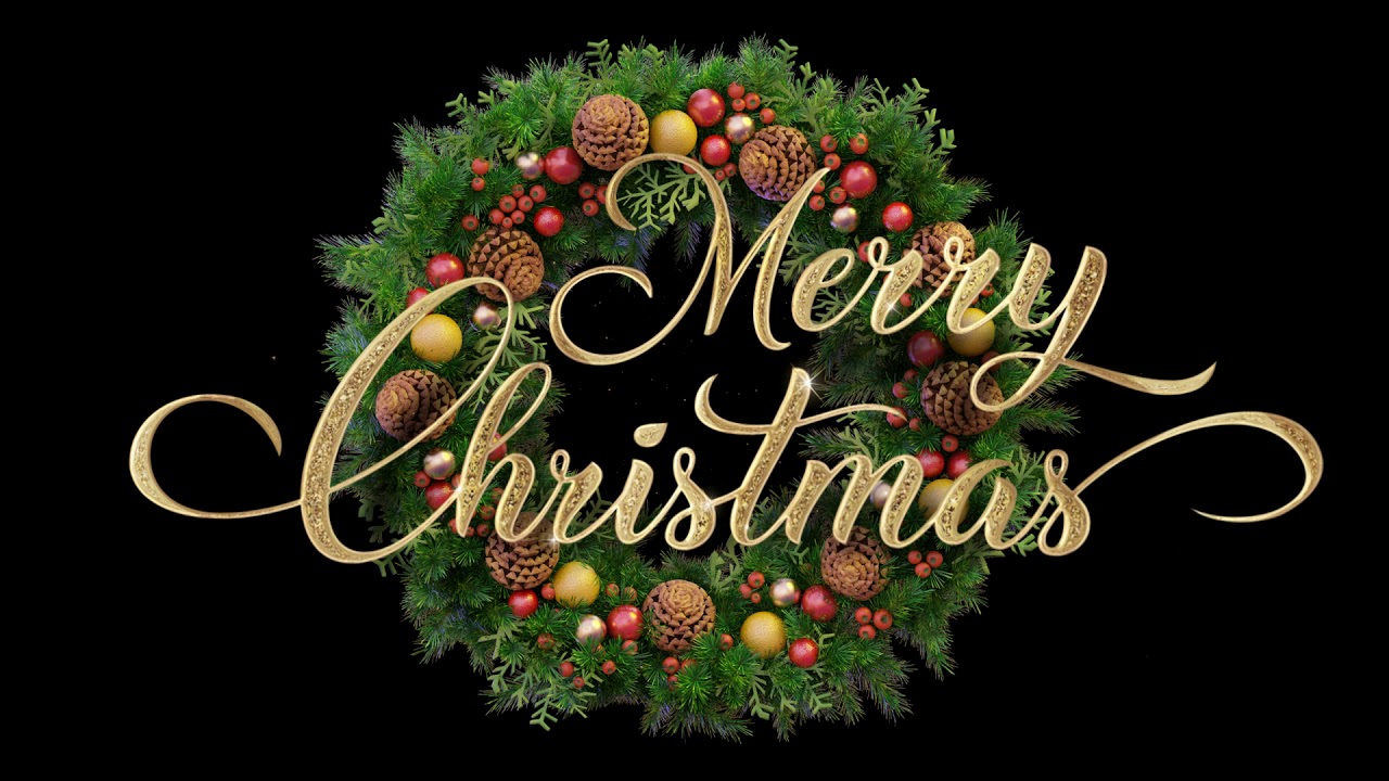 Merry Christmas Text Animation Mistletoe Wreath
