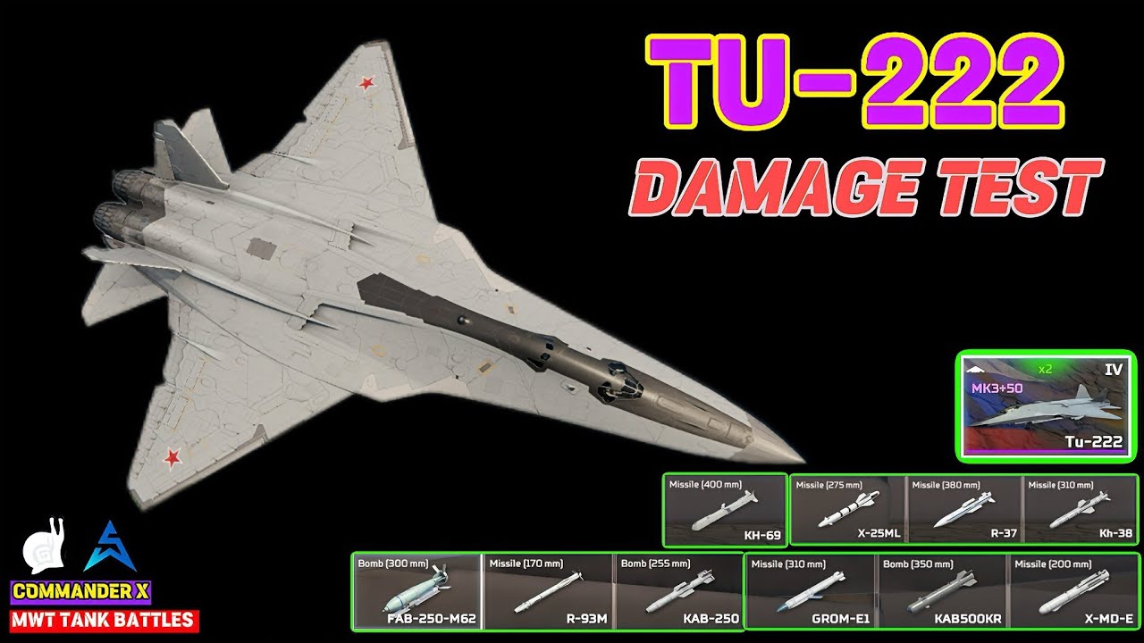 TU-222 All MK-3 Max upgraded Weapons Damage Test | MWT tank battles 