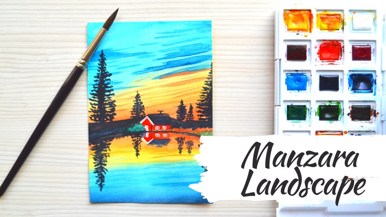 Yeni başlayanlar için suluboya manzara resmi | Watercolor painting for beginners landspace