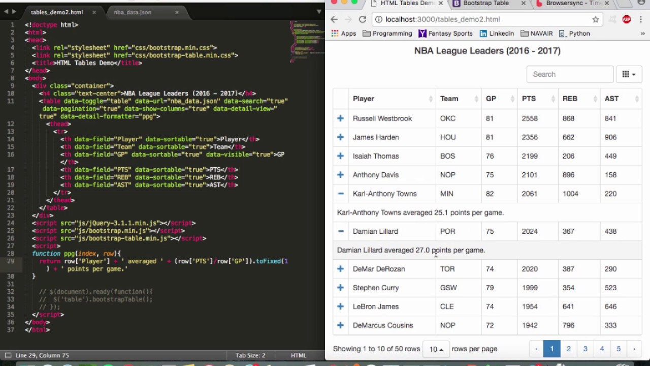 HTML Tables Tutorial: Bootstrap-Table (Part 2/3)