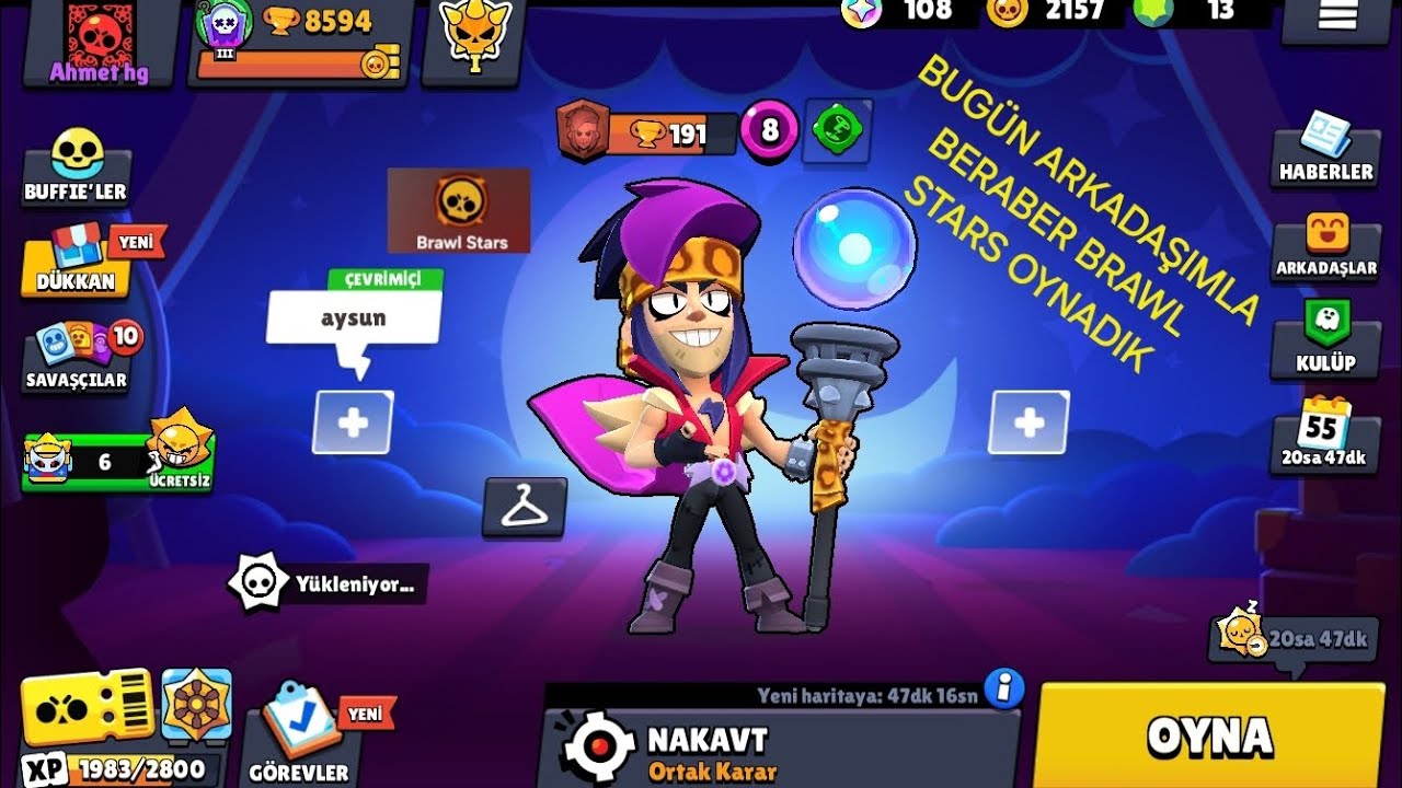 Bugün arkadaşımla beraber brawl stars oynadık