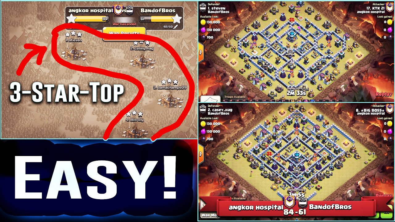 WOW!! Easy War Attack Grounds Strategy - Easy Grounds Attack style 3 Stars TH13 ( Clash of Clans )